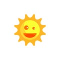 Sun cartoon smiling in white background