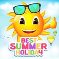 Sun Character Wearing Sunglasses with Best Summer Holiday