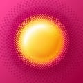 Sun circle halftone vector logo. Sunny design element. Halftone badge for health.