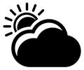 Sun and cloud black icon. Partly cloudly weather