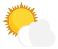 Sun and cloud. Cloudy weather symbol. Forecast icon Royalty Free Stock Photo