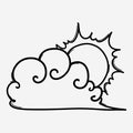 Sun and cloud doodle vector icon. Drawing sketch illustration hand drawn line eps10 Royalty Free Stock Photo