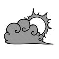 Sun and cloud doodle vector icon. Drawing sketch illustration hand drawn line eps10 Royalty Free Stock Photo