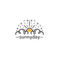 Sun, cloud logo template design vector icon illustration Royalty Free Stock Photo