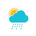 The sun and cloud with rain icon. Modern weather icon. Flat vector symbols