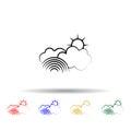 Sun, cloud, rainbow multi color icon. Simple thin line, outline vector of weather icons for ui and ux, website or mobile