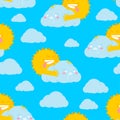 Sun and cloud sex pattern seamless. Sun intercourse background. weather reproduction texture Royalty Free Stock Photo