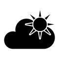 Sun and cloud solid icon. Weather vector illustration isolated on white. Sunshine glyph style design, designed for web