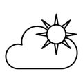 Sun and cloud thin line icon. Weather vector illustration isolated on white. Sunshine outline style design, designed for