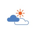 Sun and cloud weather icon isolated on white background. Vector Illustration Royalty Free Stock Photo