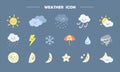 Sun and cloud weather icons with emoticons, suitable for recording the weather in a diary