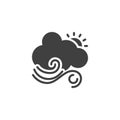 Sun with cloud and wind vector icon