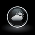 Sun and clouds icon inside round silver and black emblem Royalty Free Stock Photo