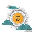 Sun with clouds vector illustration. Watercolor weather poster