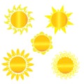5 sun color simple design vector icons Royalty Free Stock Photo