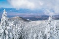 Sun comes out after a Snowy Blizzard blankets the Mountains with Snow