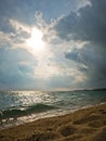 Sun is coming out at sea after the storm in Sithonia Royalty Free Stock Photo