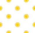 Sun cute seamless pattern print. Sunshine summer background vector weather Royalty Free Stock Photo