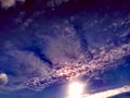 Sun on dark blue sky Royalty Free Stock Photo