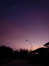 Sun dawn and the silhouettes of trees and Street lights