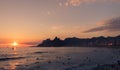 Sunset on the Beach in Rio de Janeiro Royalty Free Stock Photo