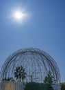 The sun is directly above the Zones Humides - Aviari - L`Oceanografic in the Science Museum Park, Valencia, Spain