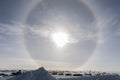 Sundog over top of South pole station Royalty Free Stock Photo