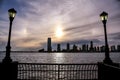A Solar Halo over Jersey City, seen from Battery Park - Manhattan, New York City Royalty Free Stock Photo