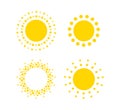 Sun dots icons. Summer rest sign. Travel agency or solar panel energy logo template. Sunny circle concept design