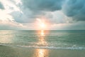 The sun on dramatic sky over sea Royalty Free Stock Photo