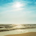 Sun in dramatic sky over sea Royalty Free Stock Photo