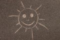 sun drawing on the asphalt sidewalk Royalty Free Stock Photo