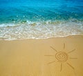 Sun drawing on a beach Royalty Free Stock Photo