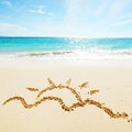 Sun drawing on a beach Royalty Free Stock Photo