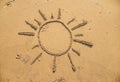 Sun drawn in the sand Royalty Free Stock Photo