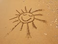 The sun drawn on sand