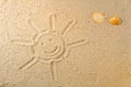 Sun drawn in the sand Royalty Free Stock Photo