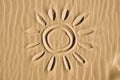 Sun drawn in the sand Royalty Free Stock Photo