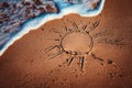 Sun drawn on the sand of a beach Royalty Free Stock Photo