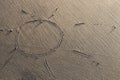 Sun drawn on sand Royalty Free Stock Photo