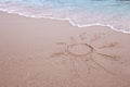 Sun drawn in the sand on the seashore Royalty Free Stock Photo
