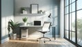 sun-drenched home office inspires productivity with minimalist chic