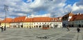 Sunlit Large square - Piata Mare in the Romanian city of Sibiu