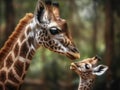 Giraffes Love Mother and Baby Bond