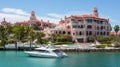 Sun drenched yacht club marina with luxury yachts, ideal for upscale lifestyle brands.