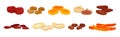 Sun Dried Fruit as Food with Sweet Taste and Nutritive Value Vector Set