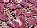 Sun-dried meat on the basket