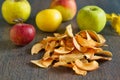 Sun-dried organic apple slices, crispy apple chips