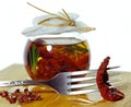 Sun dried tomatoes in jar Royalty Free Stock Photo