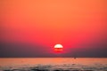 Sun dropping below the horizon of Lake Michigan Royalty Free Stock Photo